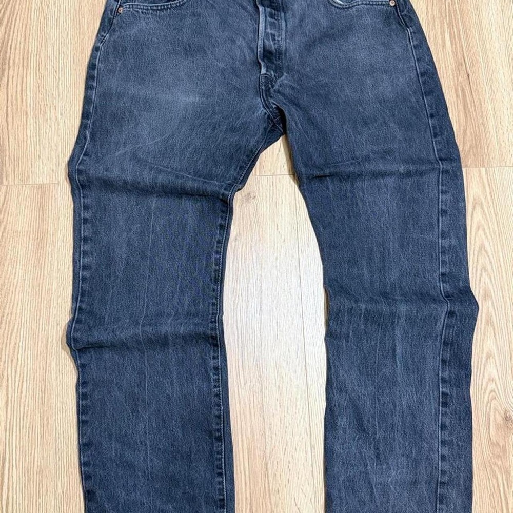 Levis 501 Original Fit Jeans Mens 38x34 Dark Wash Grey‎ Straight Leg Denim